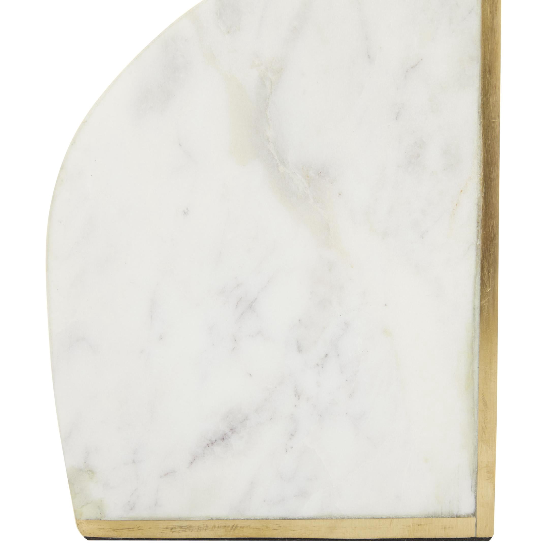 CosmoLiving by Cosmopolitan 4" Geometric 8 lbs White Marble Bookends with Gold Inlay (Set of 2)