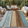 thumbnail image 2 of Blue Brown Outdoor Rug for Patio/Deck/Porch, Non-Slip Large Area Rug 3 x 5 Ft, Farmhouse Rustic Wooden Plank Board Indoor Outdoor Rugs Washable Area Rugs, Reversible Camping Rug Carpet Runner, 2 of 8