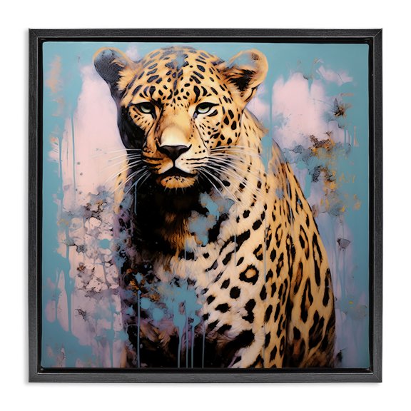 Stupell Industries Contemporary Cheetah & Abstract Hues Black Floating Frame Canvas Art, 18 x 18, by Lazar Studio