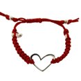 thumbnail image 3 of Sterling Silver Large Open Large Heart red cord adjustable  bracelet  sizes 6 to 8 inches, 3 of 4
