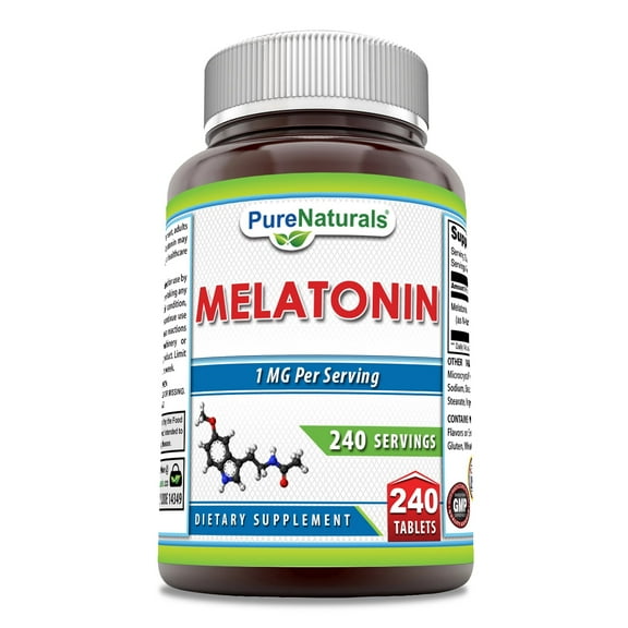 Pure Naturals Melatonin 1mg Per Serving 240 Tablets Supplement | Helps Regulate Sleep Cycle | Non GMO | Gluten Free | Made in USA