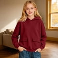 thumbnail image 2 of GobdXE Solid Girls Raglan Long Sleeve Hoodie Pullover Kids Dual Patch Pocket Hooded Sweatshirt Loose Casual Daily Fashion Top, 2 of 4
