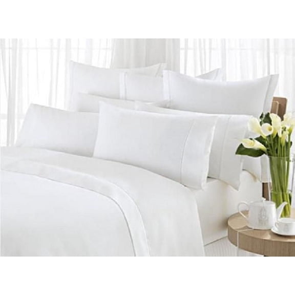 Ensemble de draps en coton 500 fils Johnson Home Blanc (grand lit)