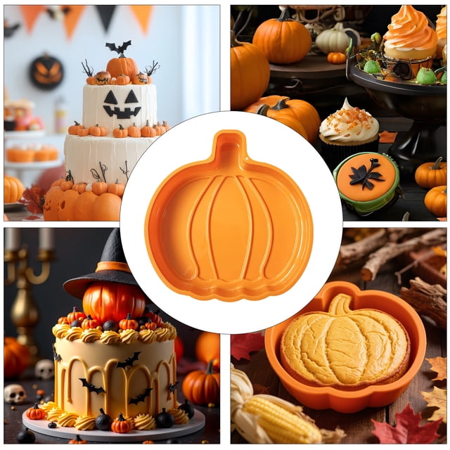 Todaioua Pumpkin Cake Pan - 7 Inch Silicone Fall Molds for Layer and Rainbow Baking - Halloween Thanksgiving Pancake Mold