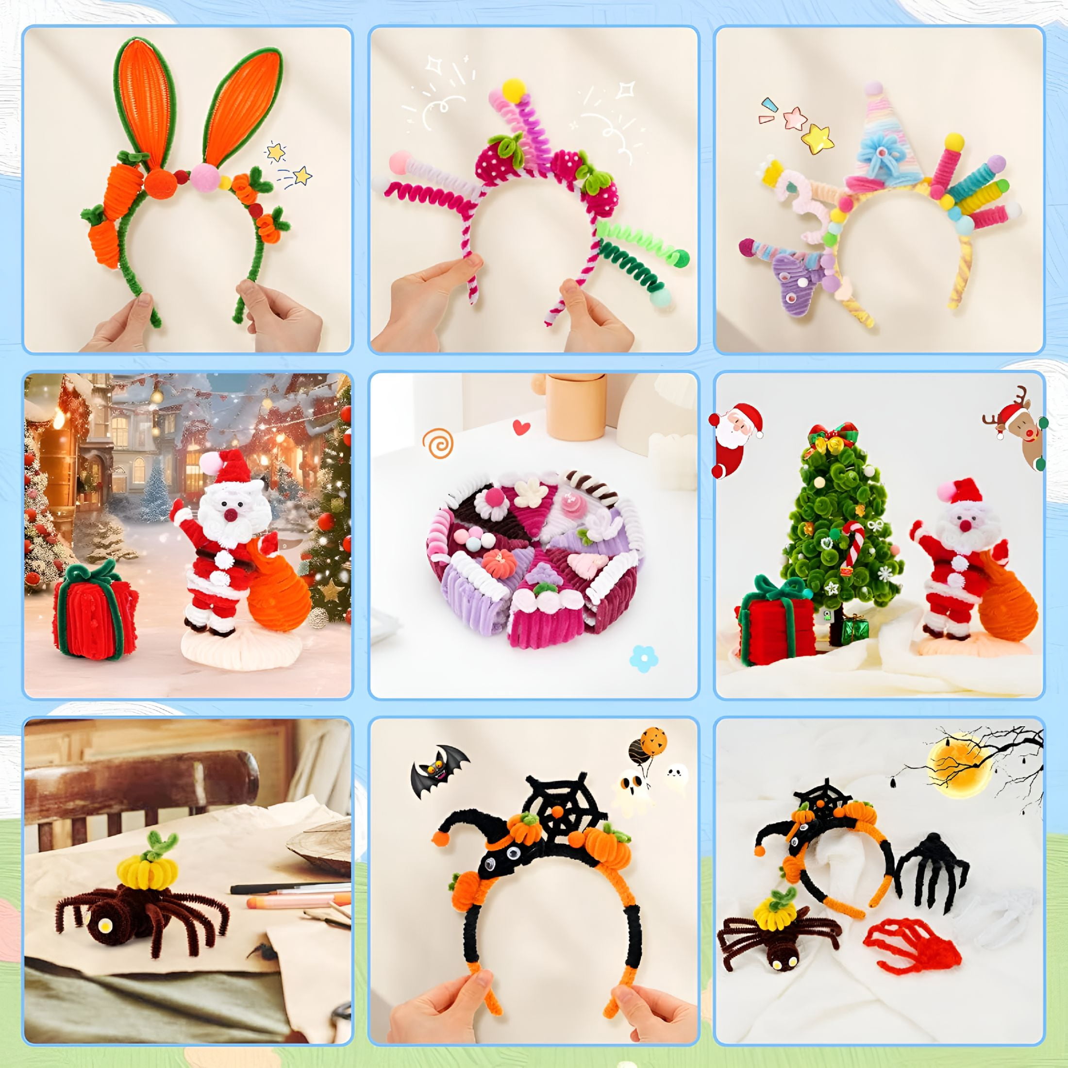CCOCC 2026 New 1200Pcs Pipe Cleaners Craft,Pipe Cleaners Bulk for Arts&Crafts Supplies Multi-Color Chenille Stems Diy Project Room Decor,Christmas Decorations Creative Toys Gift(12Inch6Mm,48Colors)