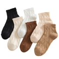 thumbnail image 3 of SAZBJOJN Socks for Women Thin Breathable Cotton Mid Crew Socks Ruffled Lace Trim Short Ankle Socks Lightweight Casual Dress Socks Beige A, 3 of 3