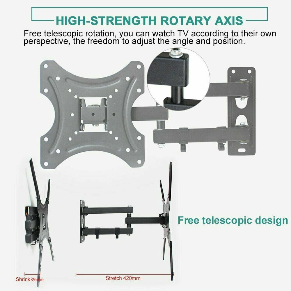 Full Motion TV Wall Mount Swivel and Tilt for Most 32-55 Inch TVs, TV Mount Perfect Center Corner Design on Single Stud