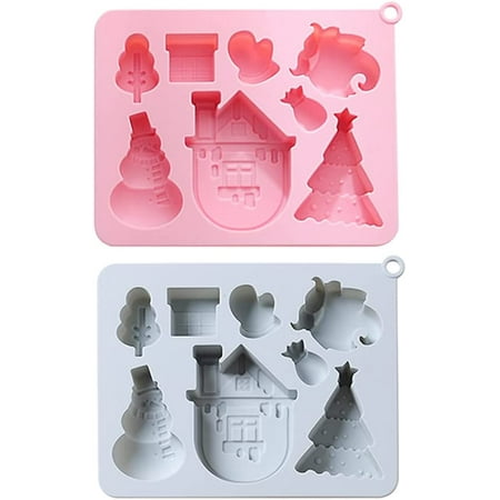 

Christmas Fondant Molds Snowflake Christmas Tree Reindeer House Candy Chocolate Silicone Molds Baking Tool for Xmas Birthday New Year Party Supplies Cake Decoration