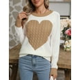 thumbnail image 7 of Women's Heart Pattern Knit Sweater, Long Sleeve Crew Neck Pullover, Soft Cozy Cable Knit Jumper for Fall and Winter, 7 of 7