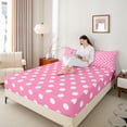 thumbnail image 4 of Homewish Teens Female Men Polka Dots Twin Sheet Sets 3pcs,Pink White Twin Fitted Sheet Microfiber,Minimalist Vintage Geometric Circle Breathable Flat Sheet,Super Cozy Room Decor, 4 of 7