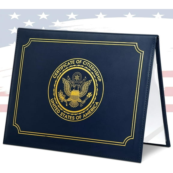 US Citizenship Certificate Holder, US Citizenship Gifts, PU Naturalization Certificate Holder with Gold American Seal, Certificate Cover with Padded, Standard Size