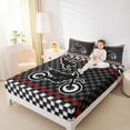 thumbnail image 4 of Feelyou Boys Motorcycle Sports Twin Sheet Sets, Extreme Sport Atehlete Twin Fitted Sheet, Black White Checkered Buffalo Flat Sheet, Microfiber Bedroom Decor, 3pcs, 4 of 7