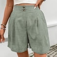 thumbnail image 5 of FAHXNVB Summer Shorts for Women Casual Button High Waist Pleated Shorts Beach Vacation Short Pants with Pockets,XL,Mint Green, 5 of 6
