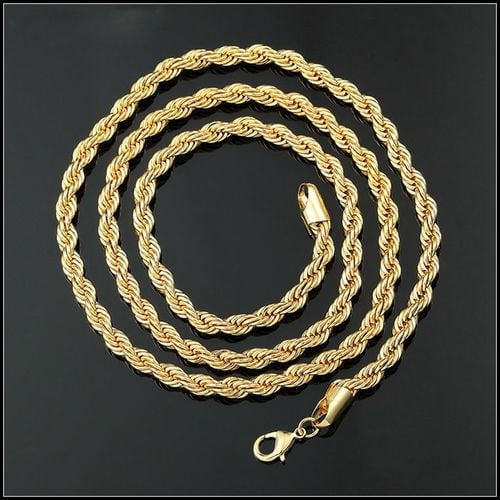 Italian 14k Yellow Gold Plated Over Sterling Silver Rope Chain Necklace ...