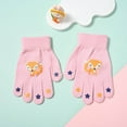 thumbnail image 2 of UngA Kids Winter Gloves Cute Print Full Finger Knitted Gloves Warm Stretchy Mittens for Boys Girls Supplies for Cold Weather (Pink,4-8 Years), 2 of 7