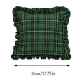 thumbnail image 3 of Kuokaa Green Gold Plaid Ruffle Pillow Cover, Christmas Checkered Throw Cushion Case for Sofa, Cover Only, 3 of 7