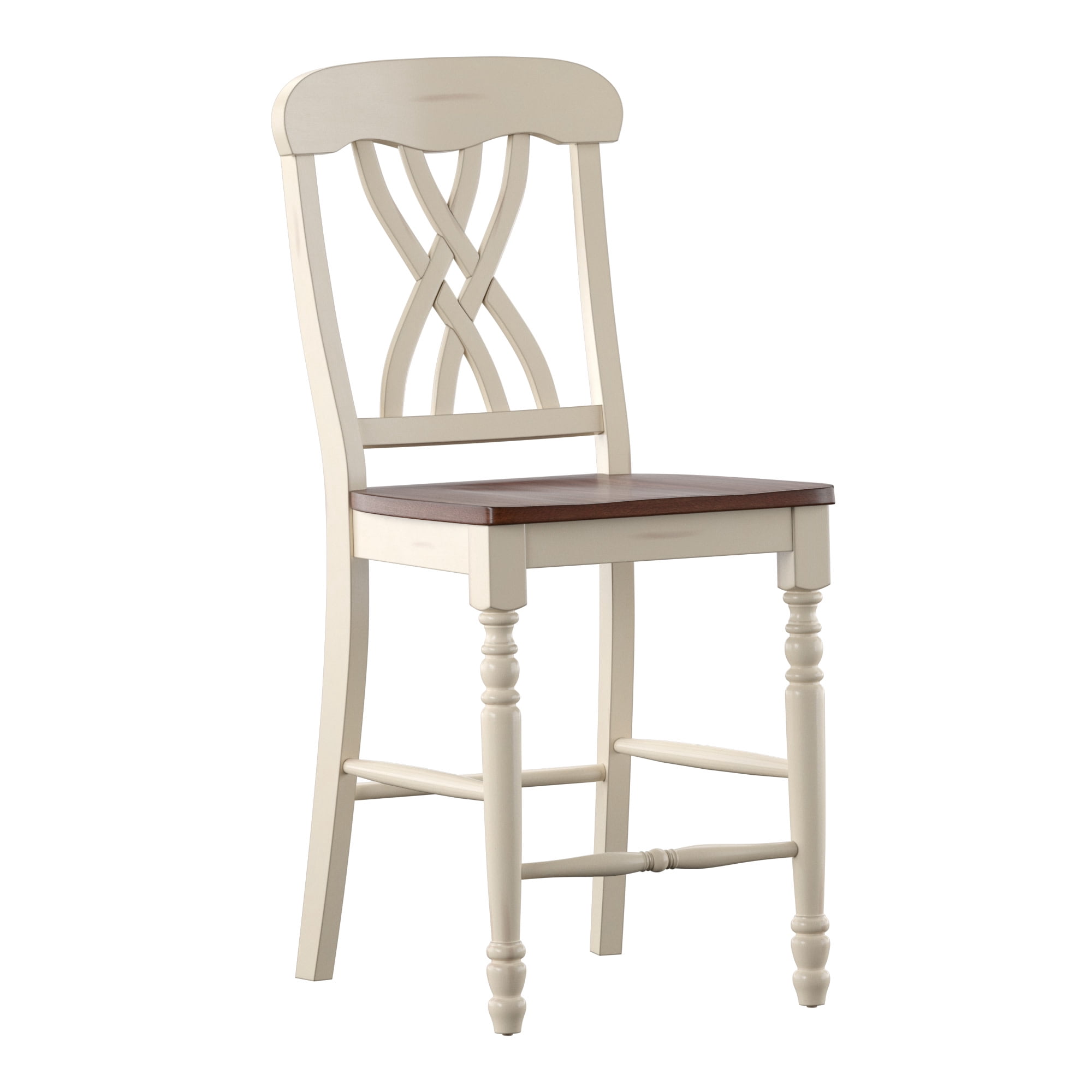 Weston Home Ohana Two-Tone Counter Height Chairs, Set of 2, Antique White and Cherry