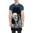 thumbnail image 5 of Hippie Skull Skeleton Adjustable Apron with 2 Pockets Funny Chef Bib for Gift Painting Cooking Garden, 5 of 7