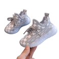 thumbnail image 5 of Willtoo Kids Checkered Knit Athletic Sneakers Breathable Mesh Elastic Lace-Up Running Shoes Lightweight Non-Slip Casual Sport Shoes, 5 of 5