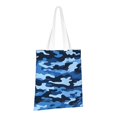 thumbnail image 3 of Canvas Bag Tote Bag Shopping Bag 16×15in Can Be Carried By Hand And Can Be Used For Daily Travel Such As Shopping And Going To Work Vector Camouflage Pattern Blue_1, 3 of 8