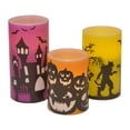 thumbnail image 1 of Mark Feldstein & Associates Halloween Haunted House Silhouette Flameless LED Wax Candle Pillars, 3 Piece Set, 6 Inch, 1 of 4