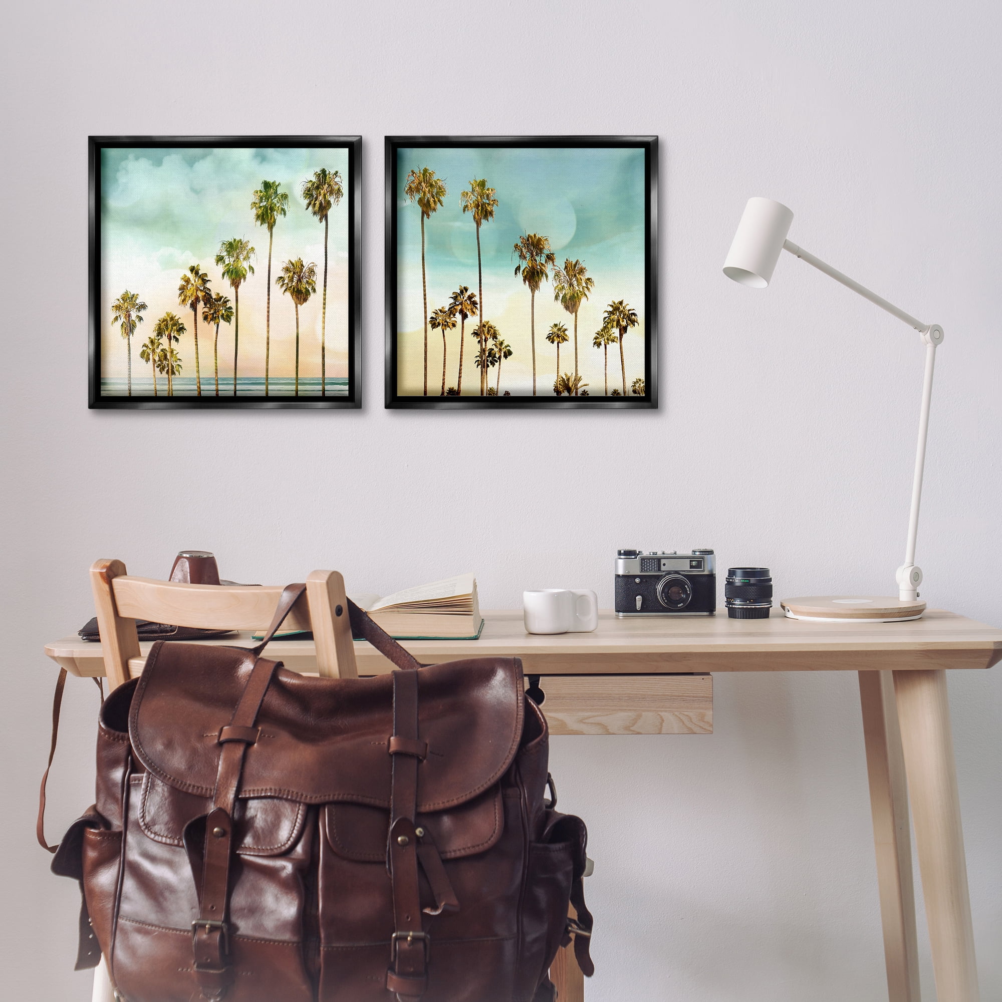Stupell Industries Tropical Palms Increasing Heights Landscape & Nature Painting Black Floater Framed Canvas Art Print Wall Art, 18 x 18, Set of 2