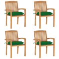 thumbnail image 2 of Sillas de Patio apilables vidaXL en Madera de Teca Maciza con Cojines x4, 2 of 9