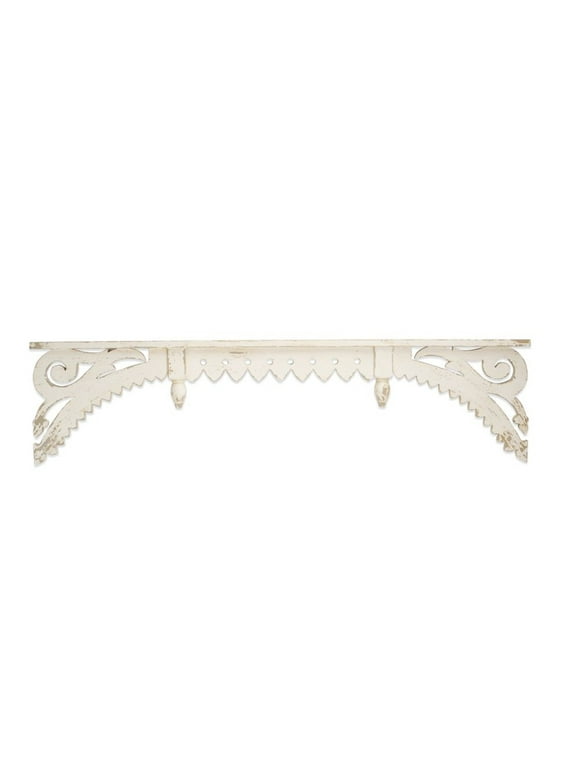 Diva At Home 48" White Distress Finish Vintage-Inspired Decorative Wall Mounted Shelf