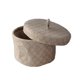 thumbnail image 1 of Cesta de almacenamiento de yute de escritorio, cestas tejidas a mano, bolsa de hilo de aguja, contenedor de cosméticos multiusos para decoración de oficina, rejilla grande con cubierta Feliz Sencillez, 1 of 5