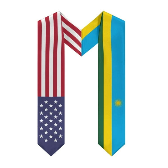 More design Graduation shawl Rwanda Flag & United States Flag Stole Sash Honor Study Aboard International Students