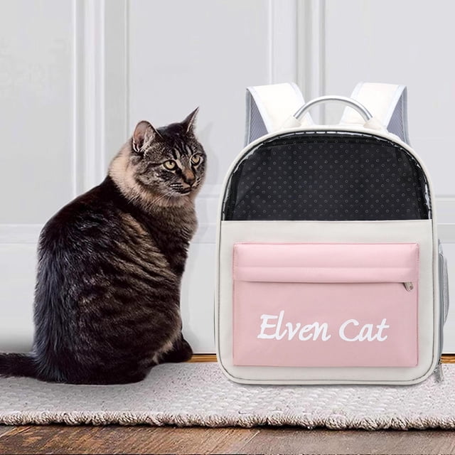 Gato portátil, mochila grande de diseño superventilado, bolso de hombro, transportador de viaje para mascotas, para mascotas pequeñas que caminan al a Rosado Salvador transportista de viaje