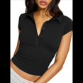 thumbnail image 2 of de Corta con Cuello en V y Botones para Mujer Negro M, 2 of 8