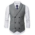 thumbnail image 7 of Aueoeo Men's Vintage Stripe Vests formal Dress Business Slim Fits Sleeveless Jacket Thin Suit Performance Elegant Waistcoat, 7 of 7