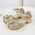 thumbnail image 2 of Durtebeua Little Kids Girls Dress Pumps Glitter Sequins Princess Low Heels Mary Jane Party Dance Shoes Rhinestone Sandals Gold,11, 2 of 5