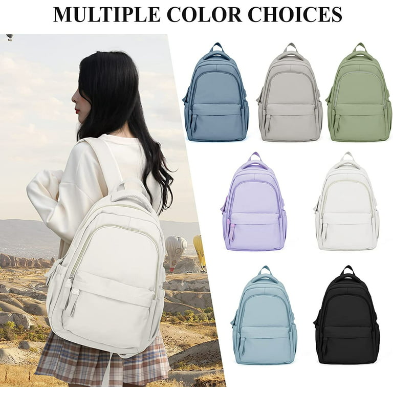 Floless School Backpack for Women Men,Waterproof Bookbag for College Students Small Cute Backpacks for Boy Girls Teens Fits 15.6inch Notebook White