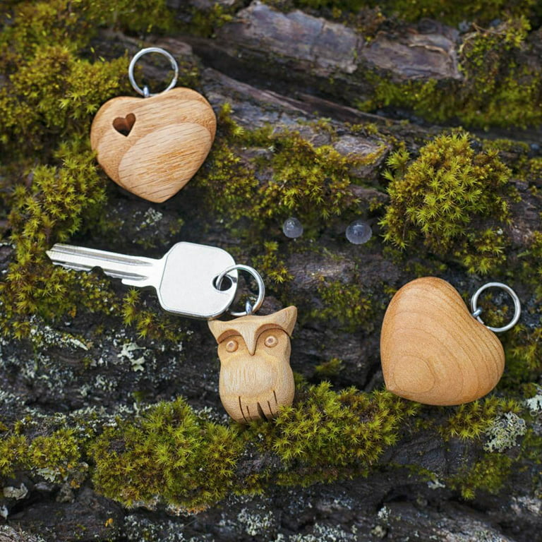 Handmade Wooden Heart Shaped Keychains