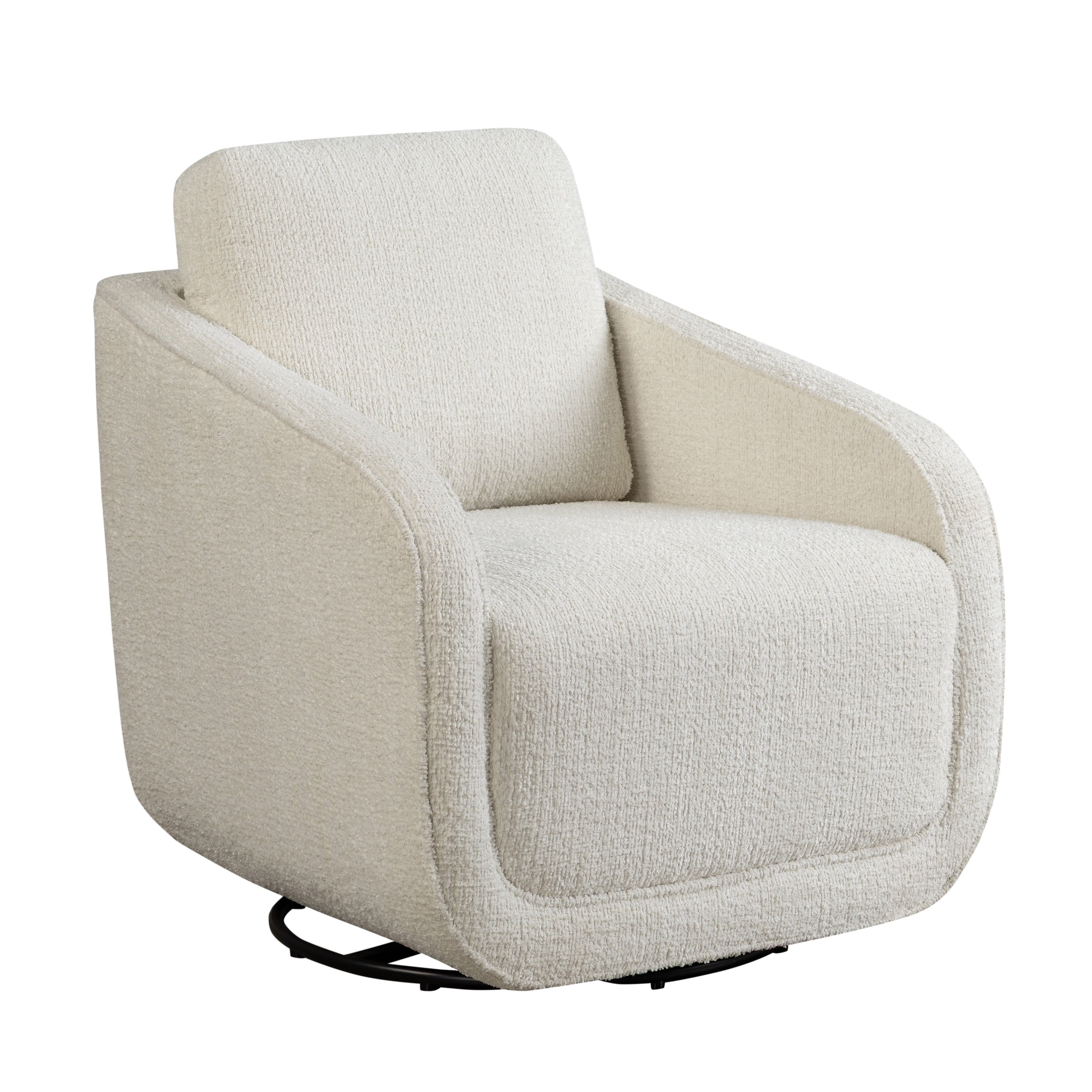 Studio Living Lychford Boho Swivel Accent Chair, Cream Chenille Fabric