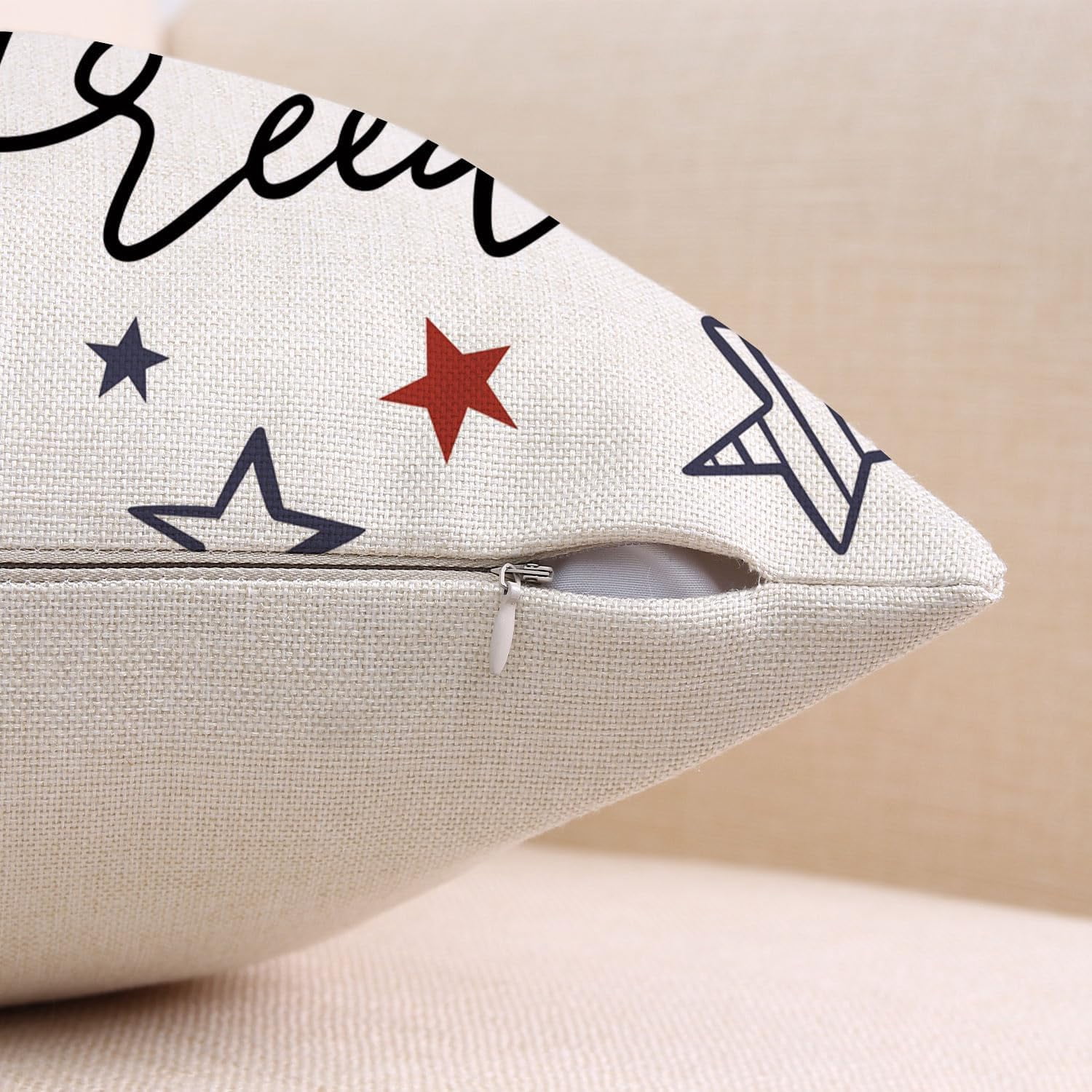 4th of July Throw Pillow Covers 18 x 18 Set of 2 Memorial Day Independence Day American Flag Red Blue Stars Patriotic Decorative Cushion Cases for in-Outdoor Home Decor