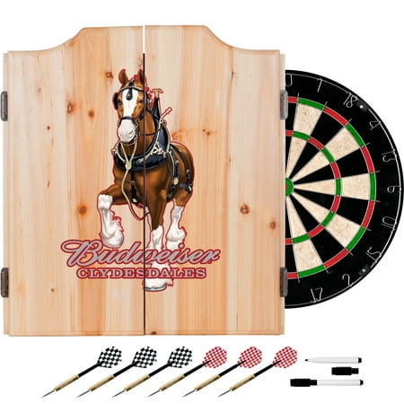 Budweiser Dart Cabinet Set with Darts and Board - Clydesdale Red -  ADG Source, AB7010-CLY-R