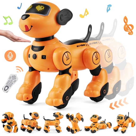 Remote Control Robot Cat/Dog Toy for Age 3 4 5 6 7 8 10 Year Old Boys Girls Orange - Dog