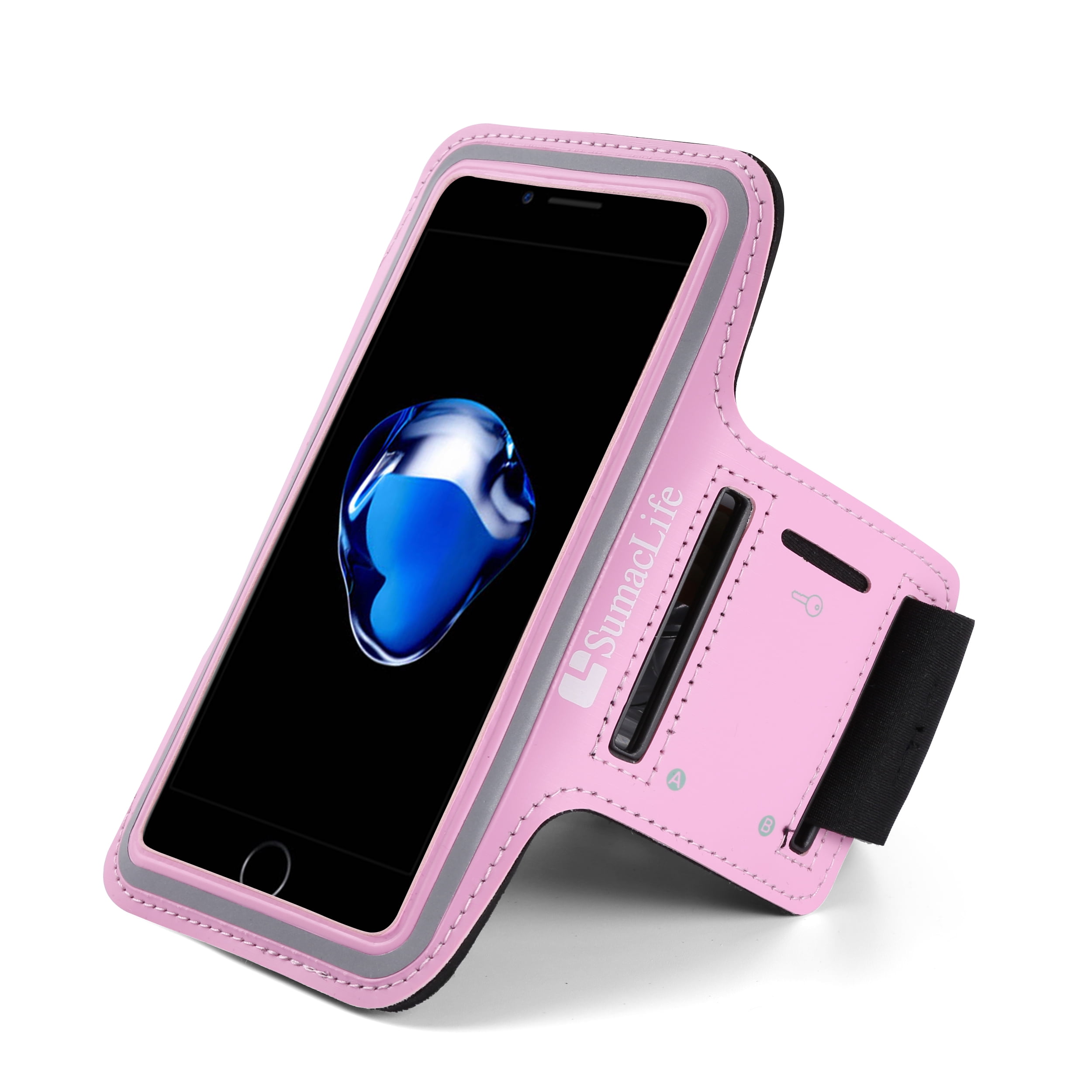Waterproof Sweat-Resistant Universal Armband Case Fits iPhone XS Max / 8 Plus, Google Pixel 3 XL / 2 XL, and Samsung Galaxy S9+ / S9 With Dedicated Key Slot For Fitness And Workout (Pink)