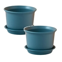 Macetas Para Plantas Interior,Indoor Thicken Planter With Hole And Tray For All House Plants Reliable Plastic Ripple Pattern Flowerpot For Home Garden