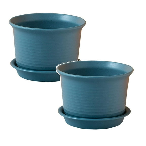 Macetas Para Plantas Interior,Indoor Thicken Planter With Hole And Tray For All House Plants Reliable Plastic Ripple Pattern Flowerpot For Home Garden