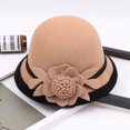 thumbnail image 1 of Sombrero de copa pequeño con flores tridimensionales, sombrero de lana de otoño e invierno, sombrero de pescador informal con forma de cúpula de estilo coreano para mujer, 1 of 6