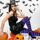 thumbnail image 2 of 2 piezas medias a rayas mallas de color sólido medias con zona para mujer para Halloween, 2 of 5