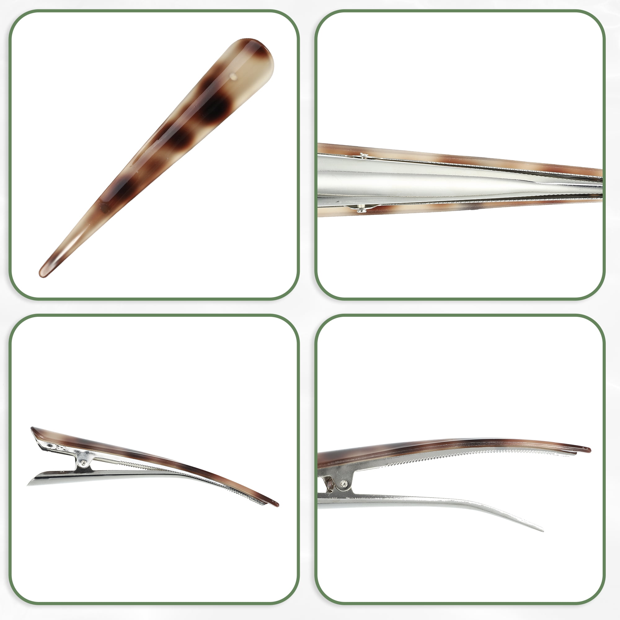 Unique Bargains 2Pcs Long Metal Duckbill Hair Clips Red Coffee