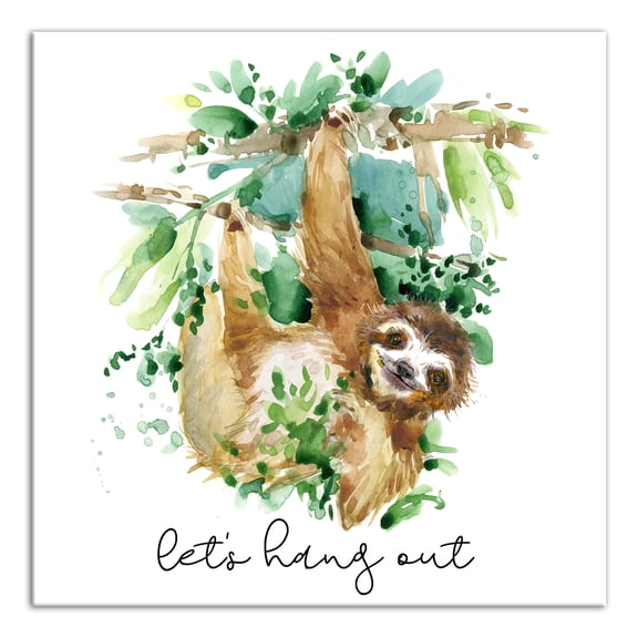 Creative Products Let's Hang Out Sloth 12x12 Canvas Wall Art