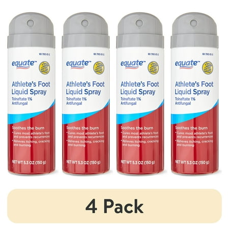 (4 pack) Equate Athlete’s Foot Antifungal Liquid Spray, Tolnaftate 1%, 5.3 oz, Compare to Tinactin® Athlete's Foot Liquid Spray Active Ingredient