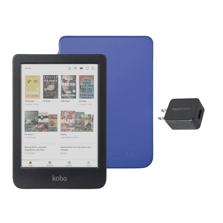 Kobo Clara Colour eReader with Case Bundle (Cobalt Blue Basic SleepCover, Case + AC Bundle)