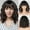 Black Mixed Brown, variant on SUCS Short Blonde Wig with Bangs Synthetic Wavy Blonde Bob Wig Curly Heat Resistant Ombre Blonde Hair Wig for Women Daily Party Halloween Use